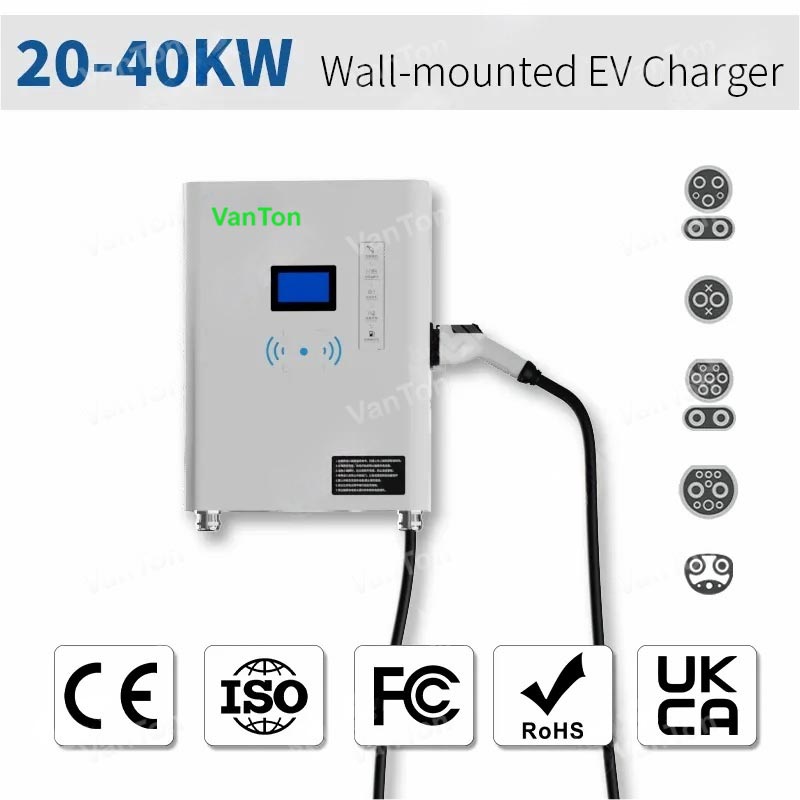 40 kW seinälle asennettava yhden aseen tasavirta EV-latauspaalu